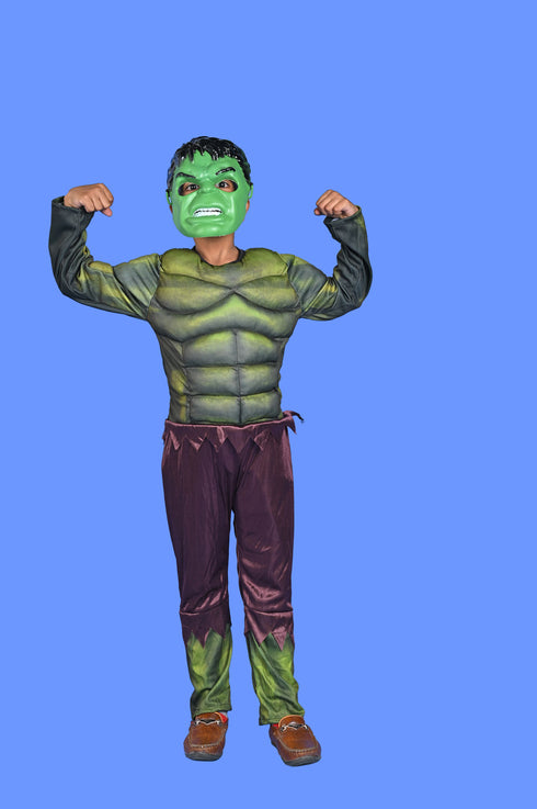 BookMyCostume The Green Smasher Superhero Kids Fancy Dress Costume - Muscle Look - Imported